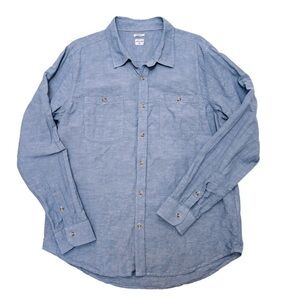 Bridge & Burn Linen Blend Button Up Shirt Men’s XL Light Blue Long Sleeve